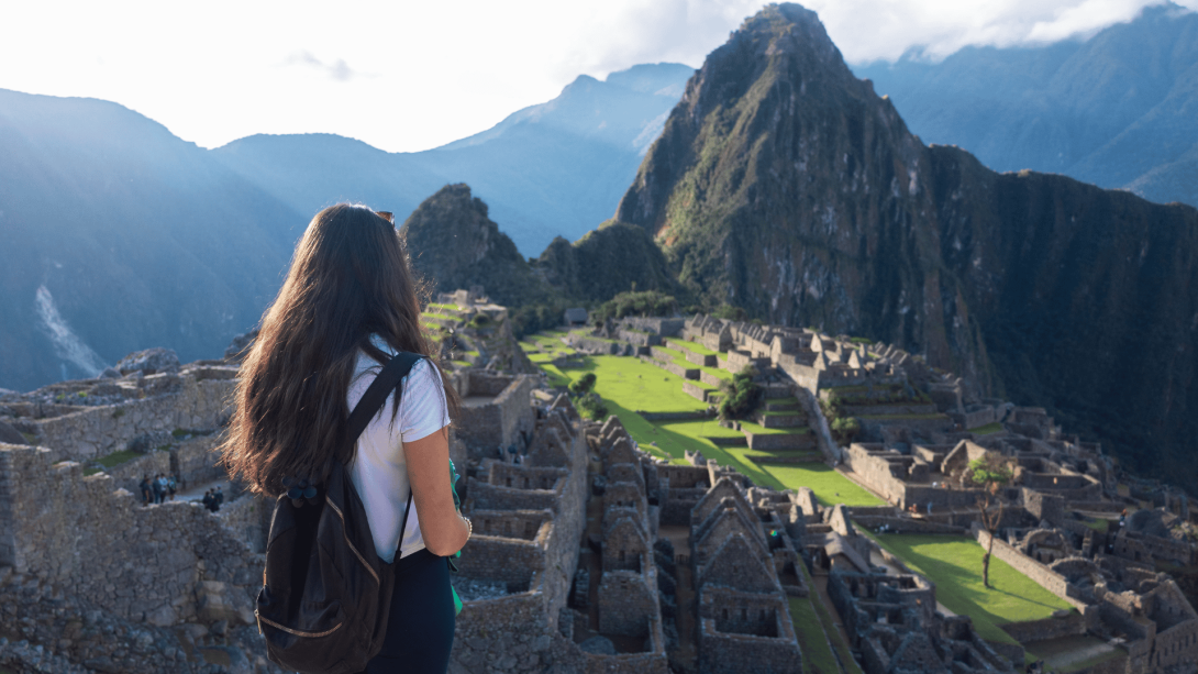 Participant stares across Machu Picchu in Peru